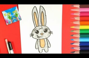 How To Draw and Color a CUTE Rabbit - EASY - Kids Art
