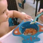 Cute baby funny eating food