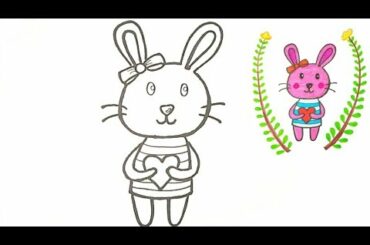 Drawing and Coloring A Cute Rabbit for Kids/ Drawing Cartoon / Doodles