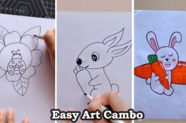 គំនូរថ្មីៗ​ 9 mores photo drawing a cute rabbit the bird and the tress
