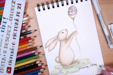 🎈Cute BUNNY holding a Ballon 🐰 Learn how to draw EASY Step by Step for Beginners
