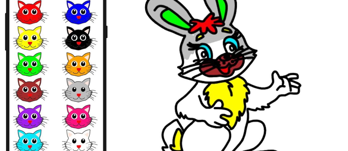 How to draw and colors a cute RABBIT Coloring pages for kids