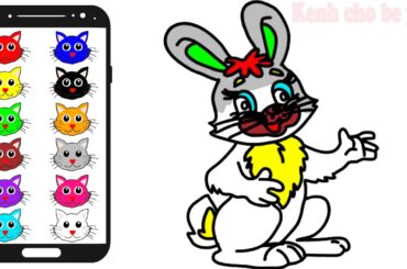How to draw and colors a cute RABBIT Coloring pages for kids