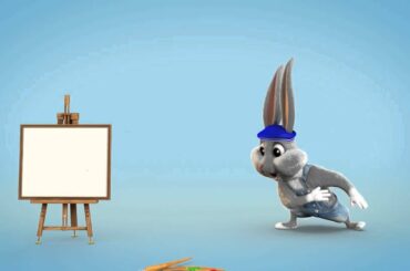 Cute Bunny paint art your Logo Reveal cartoon 3D Animation intro opening easter