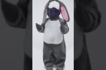 Cute baby dances as cute bunny