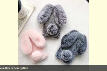 ✅Cute Rabbit Ears Fur Plush Phone Case for iPhone XS Max XR X 11 Pro Ma
