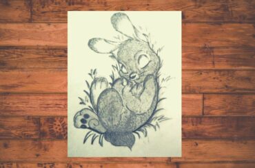Sleeping Bunny sketch .cute rabbit drawing.🐰