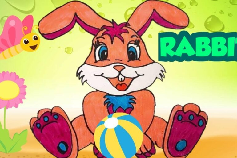 How To Draw And Color A Cute Rabbit For Kids Step By Step | INFROMATIVE ENGLISH VIDEO