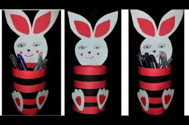 DIY Pen & pencil Holder Ideas || How To Make Rabbit Pen Stand At Home || Best  out of waste