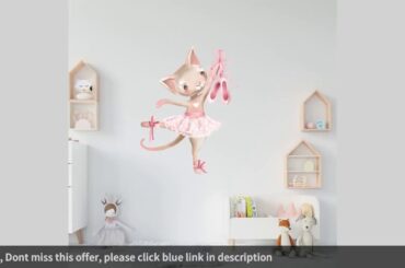 ✓Cute Grey Bunny Ballet Rabbit Wall Stickers for Kids Room Cat Baby Nur