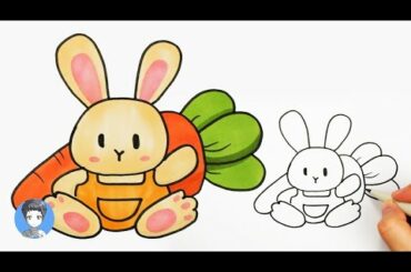 How to draw a cute Rabbit and radishe