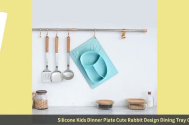 ☑Silicone Kids Dinner Plate Cute Rabbit Design Dining Tray One-piece Ta