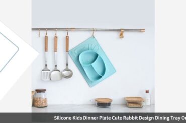 ☑Silicone Kids Dinner Plate Cute Rabbit Design Dining Tray One-piece Ta