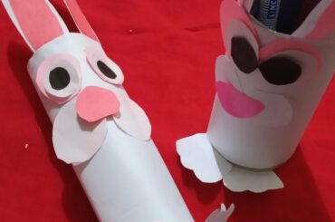 How to make very easy Bunny pen holder with waste card board.
