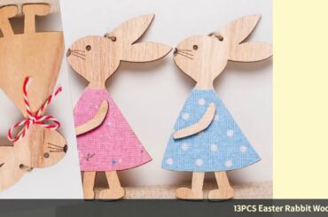 ☑1/3PCS Easter Rabbit Wooden Decoration DIY Wood Hanging Crafts Cute Bu