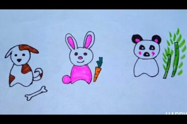 DOG DRAWING | RABBIT DRAWING | PANDA DRAWING | CUTE ANIMALS DRAWING STEP BY STEP | EASY DRAWING |