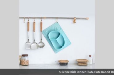 ✓Silicone Kids Dinner Plate Cute Rabbit Design Dining Tray One-piece Ta