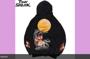 ☑2019 Men Hip Hop Hoodie Sweatshirt Embroidered Floral Full Moon Rabbit