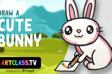 How To Draw a Cute Bunny - Art Class TV - Video Art Lessons for Kids