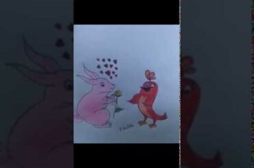 Rabbit & Cute Angry Bird Pencil Sketch