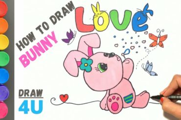 How to Draw Cute Pink Bunny Spreading Love [ very easy ] |🐇❤️|  How to Draw a Pink Rabbit