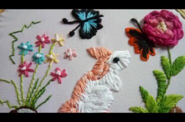 Hand embroidery for beginners | flower embroidery |cute bunny