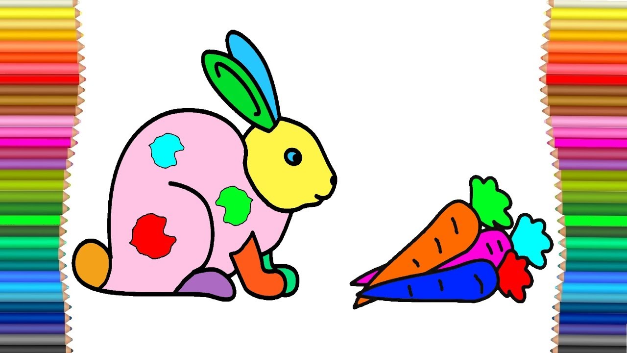 Cute Rabbit Coloring Page for Kids  Art Colors And Colouring Book