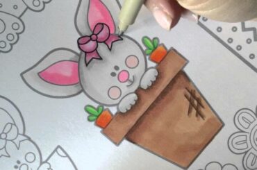 Coloring Baby Bunny Girl Stamp with Copics by JW Illustrations