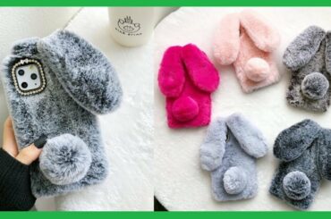 Phone Case Cute Rabbit Ears Fur Plush for iPhone XS Max XR X 11 Pro Max, iPhone 6 6S 7 8 Plus SE 202