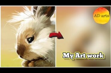 cute baby bunny washing her face drawing | Rabbit drawing