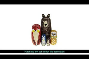 5Pcs/Set  Wooden Bear Owl Rabbit Pattern Matryoshka Dolls Cute Animal Design Russian Nesting Dolls