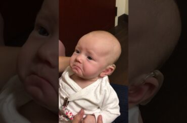 My baby hears me for the first time and is almost moved to tears!