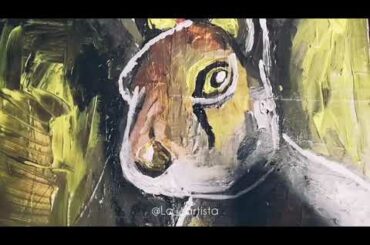 How to Paint with Acrylics on Canvas:Abstract Realist Painting of a Rabbit.نقاشی آکریلیک روی بوم