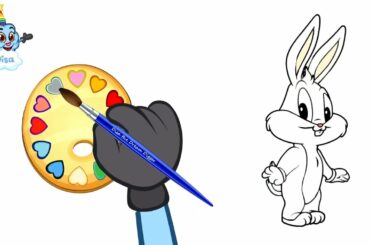 Baby Bunny - How to draw and color baby bugs bunny for kids