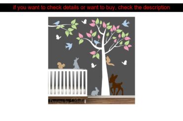 REVIEW  Nursery Tree Branches With Flying Birds And Cute Rabbit Wall Decals Kids Baby Bedroom Art D