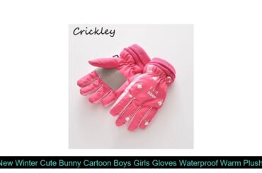 Deal New Winter Cute Bunny Cartoon Boys Girls Gloves Waterproof Warm Plush Skiing Snow Kids Mittens
