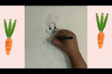 Cute Rabbit sketch || rabbit drawing || rabbit sketch step by step || cartoon rabbit drawing
