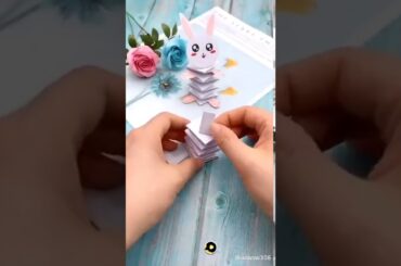 Paper craft became a beautiful mini cute rabbit