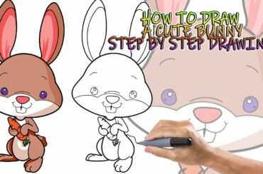 HOW EASY TO DRAW A CUTE BUNNY I STEP BY STEP DRAWING I ART FOR KIDS