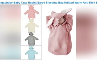 Umaubaby Baby Cute Rabbit Eared Sleeping Bag Knitted Warm Anti-Kick Baby's Blanket Stroller Wool Sl