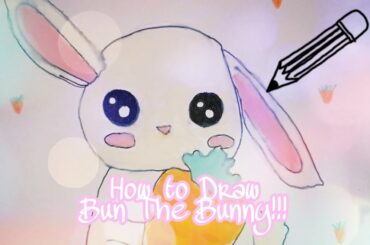 How to Draw + colour (using watercolours) a cute bunny🐰|| Bun the bunny drawing Tutorial!!!