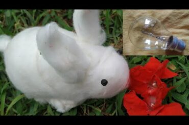 How to make cute rabbit with cotton// Best from waste//making Rabbit with bulb and cotton