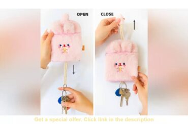 ☄️ Key case cute bunny bear plush coin purse card case cute wallet keychain coin pouch Animal Print