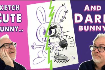 Draw a cute bunny then turn him into an evil bunny!
