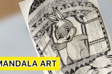 cute Rabbit Mandala Art for Beginners || Step by Step || Mandala Drawing | Zentangle Art Doodle Art