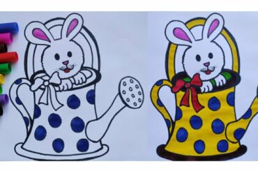 Easy bunny drawing for kids| How to draw and colour cute rabbit! Kids drawing & colouring ❤