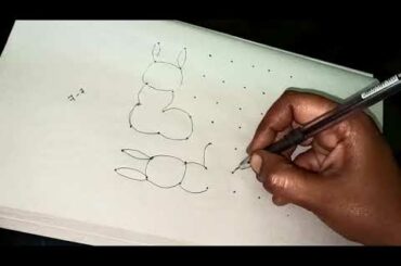 Cute Bunny Rangoli | easy 7*2 dots Rangoli
