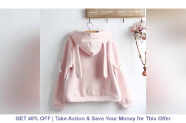 Top 2020 Hoodie Women Cute Bunny Streetwear Long Sleeve Hoodie Lovely Female Rabbit Hoody Sweatshir