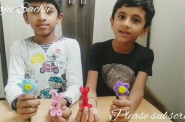 cute rabbit using pipe cleaner / beautiful flower using pipe cleaner