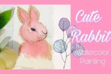 Cute Rabbit Watercolor Painting